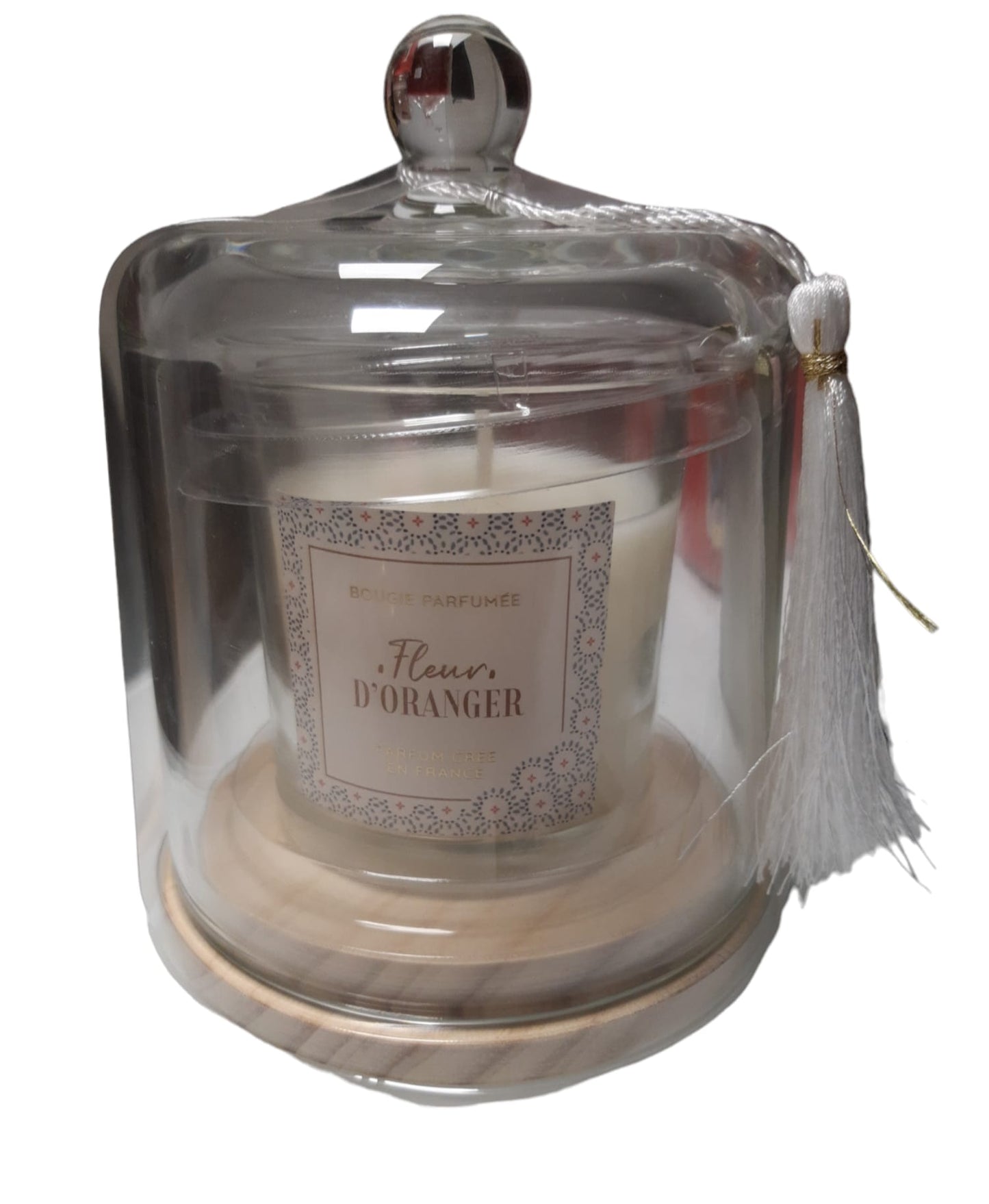 Candela in campana di vetro profumo Fiori d' arancio/Vaniglia