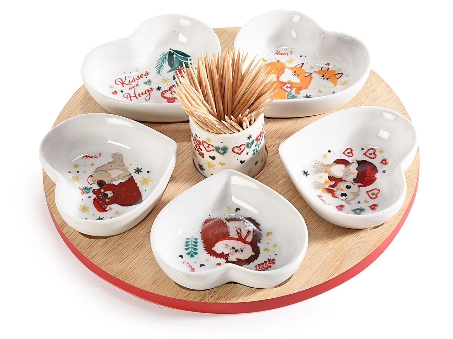 Set aperitivo 6 coppette e vassoio in legno