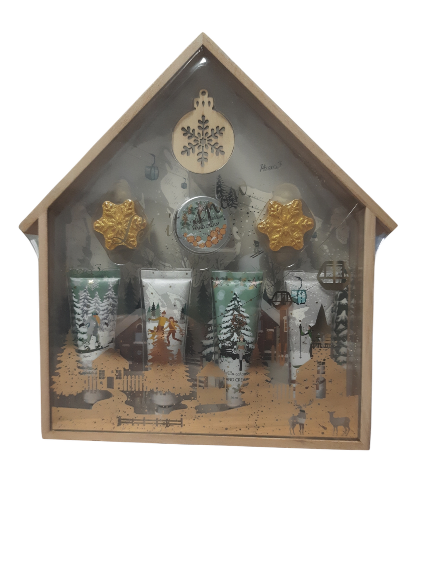 Confezione con 5 creme 2 bombe bagno e decoro natalizio