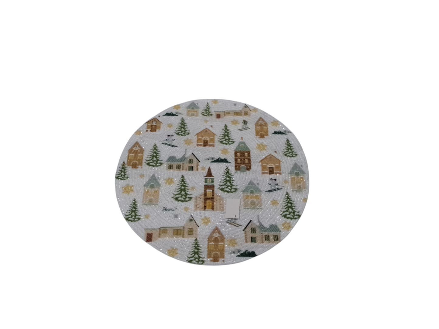 Tovaglietta tonda in poliestere "Winter Village"
