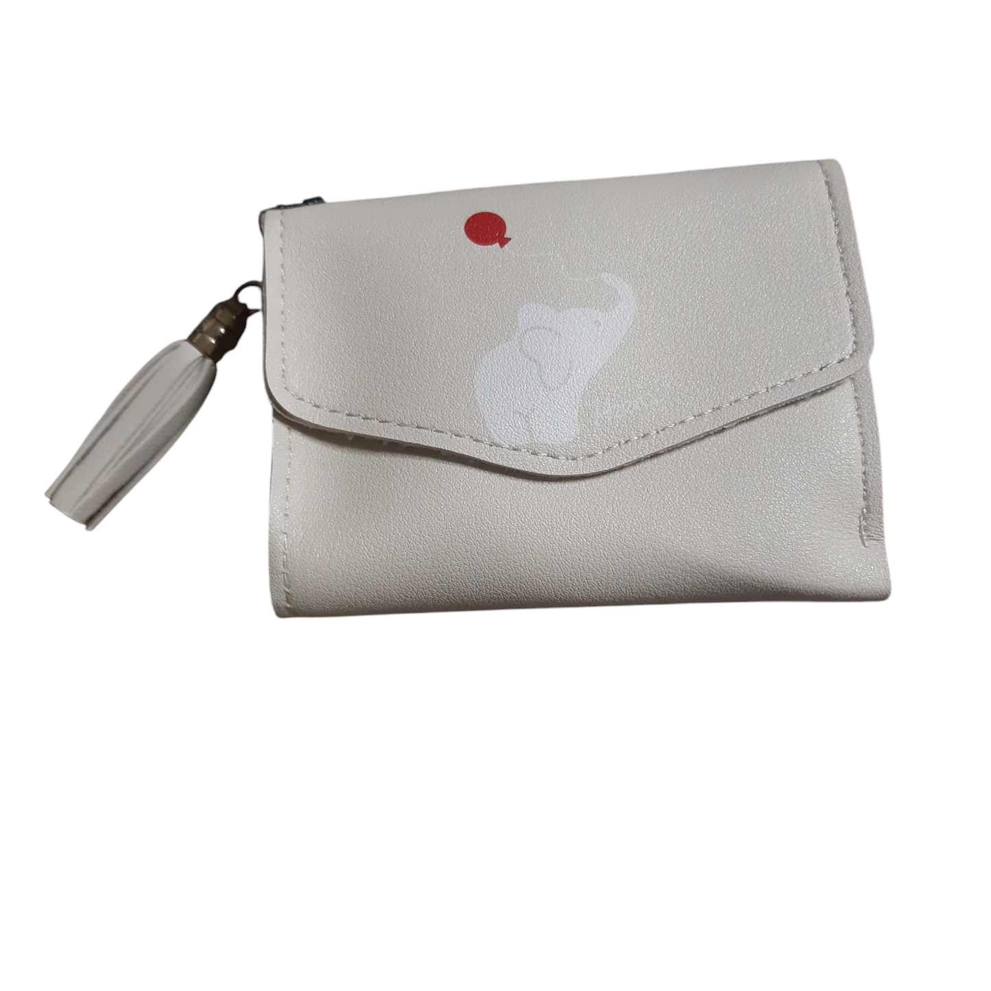 Portafoglio donna bianco o beige con cuori rossi