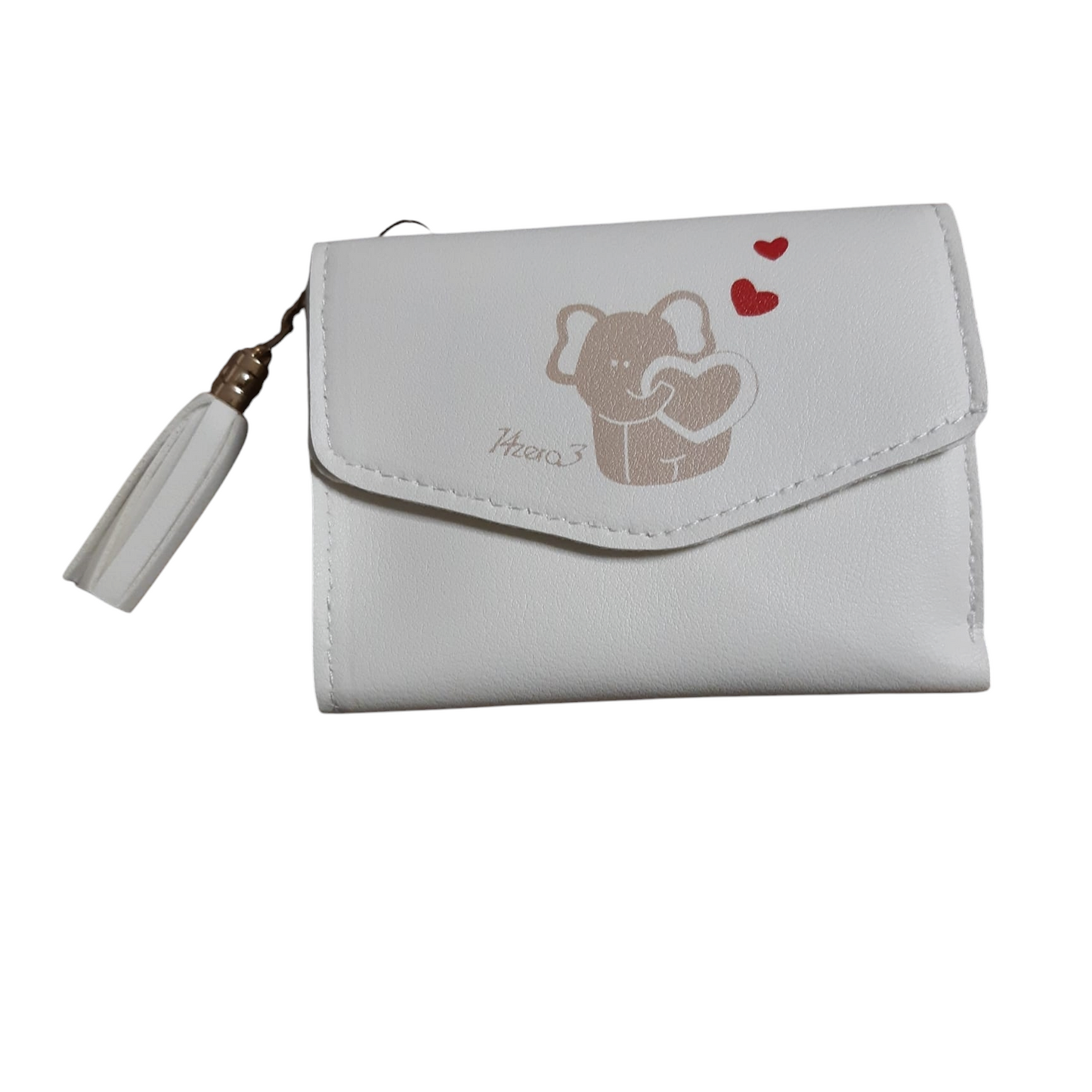 Portafoglio donna bianco o beige con cuori rossi