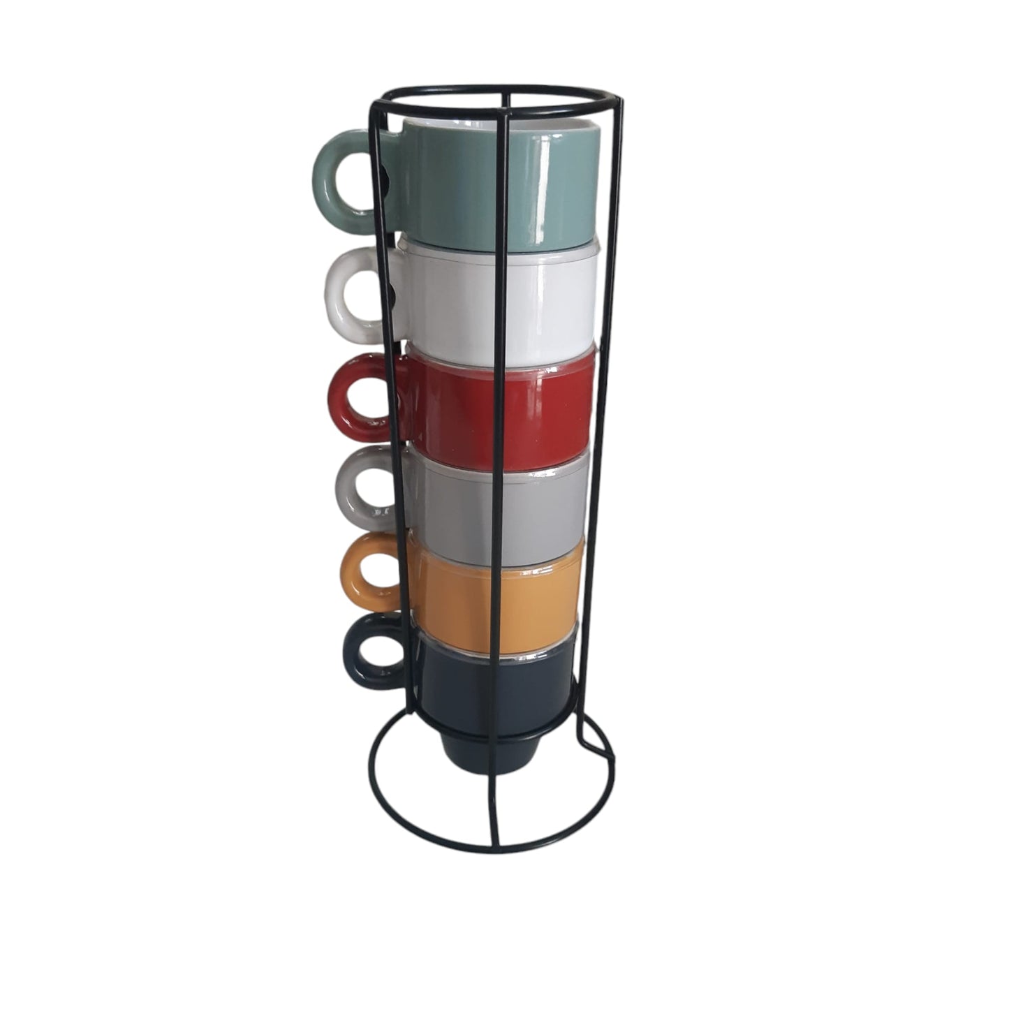 Set da 6 tazzine da caffè con espositore in metallo