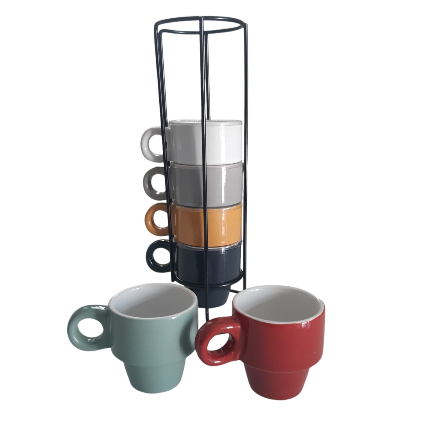 Set da 6 tazzine da caffè con espositore in metallo
