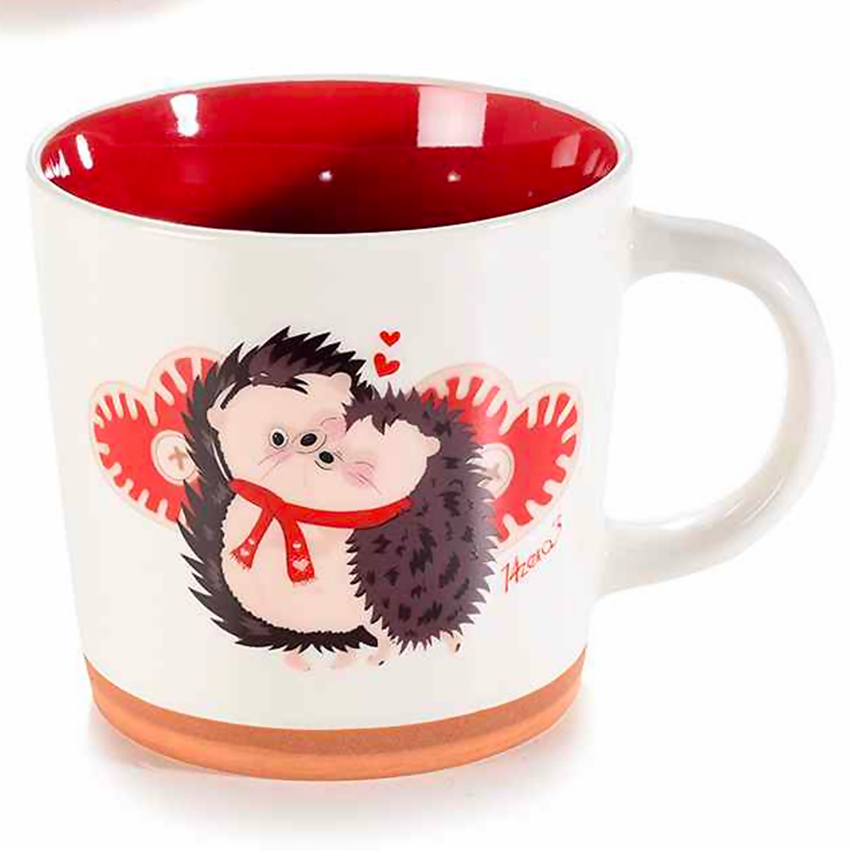 Tazza Natalizia In Porcellana "Winter Love" Con Interno Rosso
