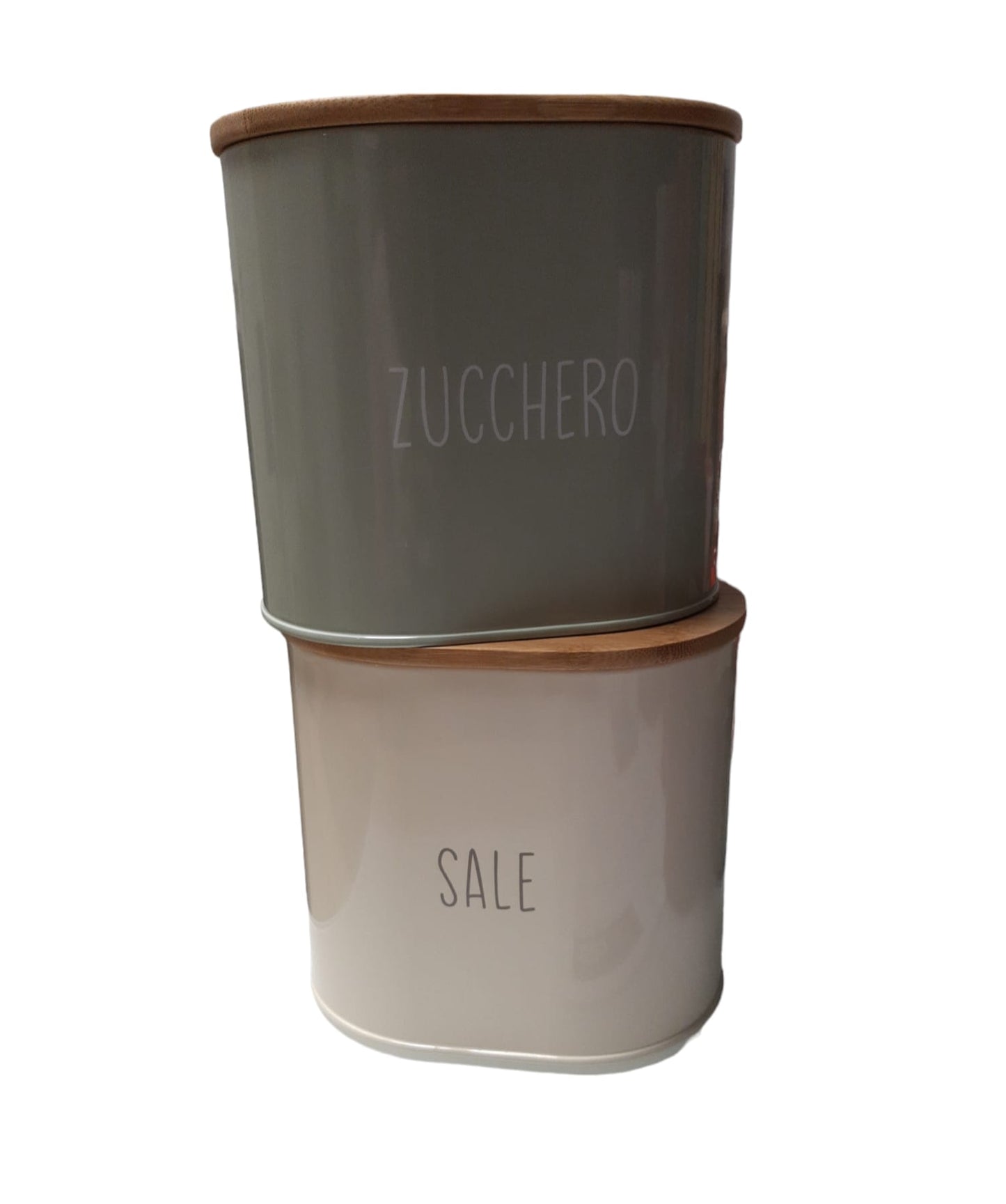 Barattolo in latta con tappo ermetico in bamboo per uso alimentare